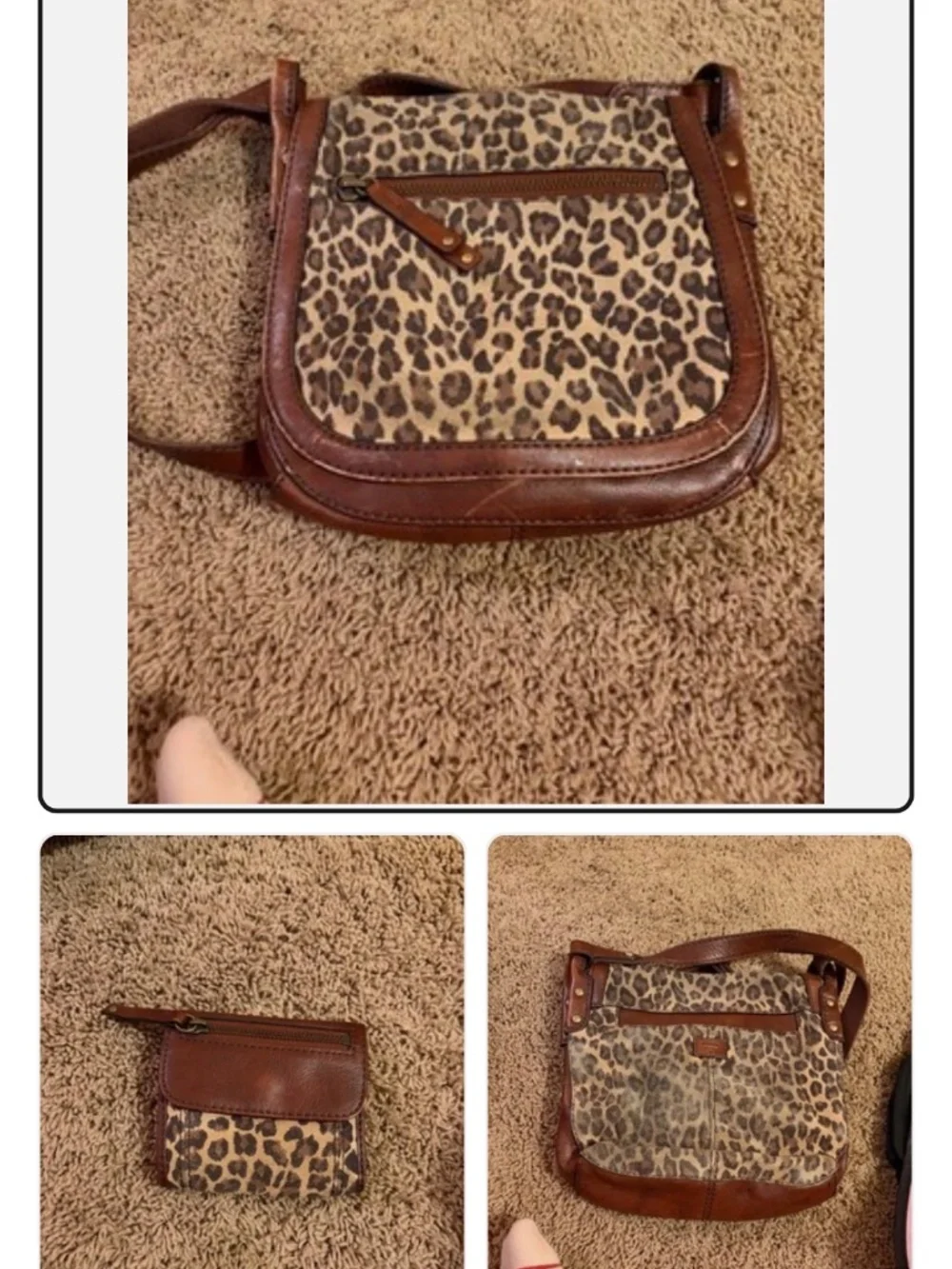 Fossil brand leopard purse and wallet
